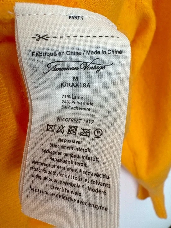 NWT American Vintage Nectarine Wool Lightweight Long Sleeve Sweater Size8 Sku#79 - Picture 5 of 6